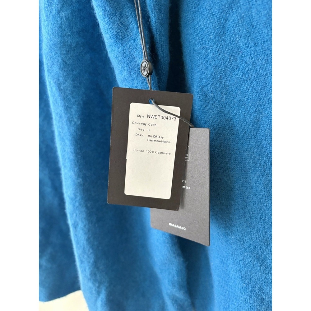 NADAAM $228 NWT 100% Cashmere Blue Hooded Sweater Men's Small - Picture 4 of 5